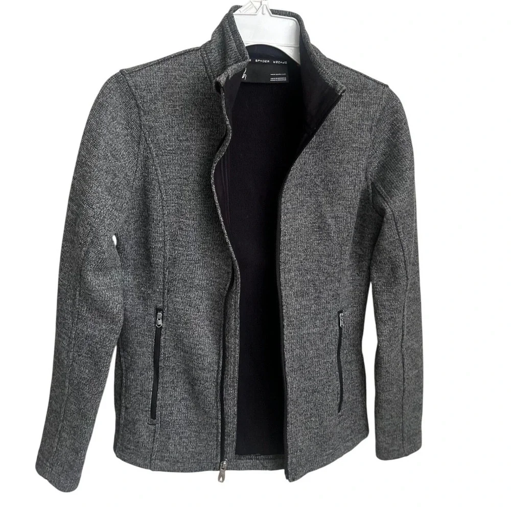 Spyder Women's Fleece Jacket Full‎ Zip Gray Heathered Mock Neck Size S